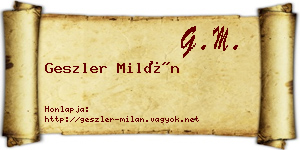 Geszler Milán névjegykártya